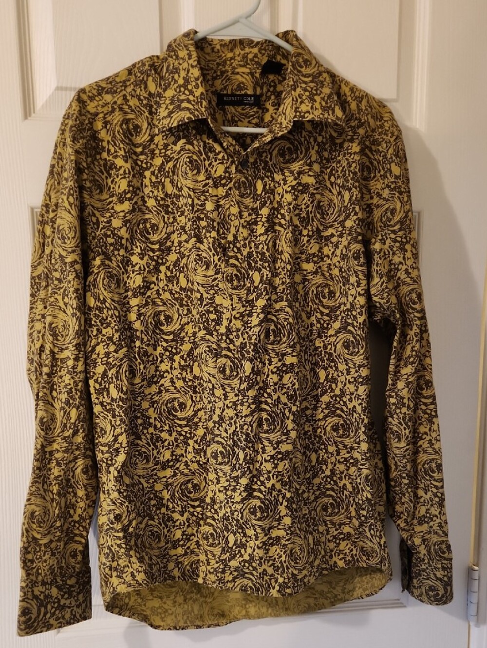 Kenneth Cole Men's Abstract Print Cotton Shirt Sz L